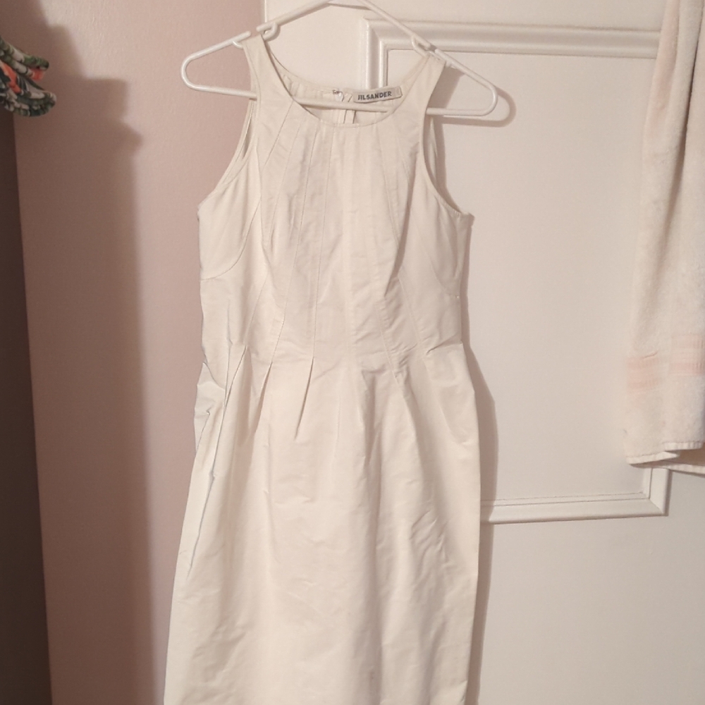 Jil Sander White Sleeveless Midi Dress